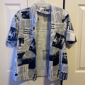 shein small newspaper button up